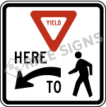 Yield Here To Pedestrians With Left Arrow Sign