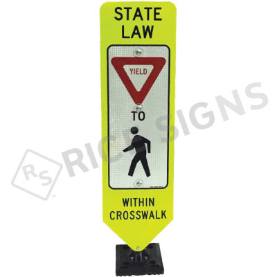 Bolt Down In Street Yield To Pedestrian Within Crosswalk Sign