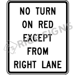 No Turn On Red Except From Right Lane