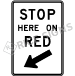 Stop Here On Red With Arrow Sign