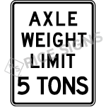 Axle Weight Limit Tons Sign