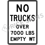 No Trucks Over Lbs Empty Weight