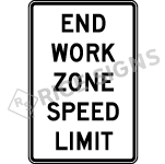 End Work Zone Speed Limit Sign