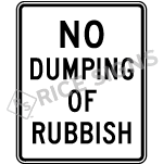 No Dumping Of Rubbish Sign