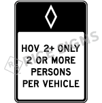 Hov 2+ Only 2 Or More Persons Per Vehicle Sign