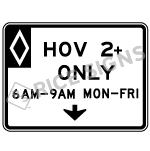 Hov 2+ Only Time Restrictions Signs