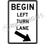Begin Left Turn Lane With Arrow Signs