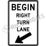 Begin Right Turn Lane With Arrow Signs