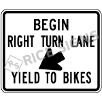 Begin Right Turn Lane Yield To Bikes Signs