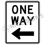 A picture and link to One Way Left Signs