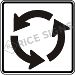 Roundabout Three Circular Arrows Sign