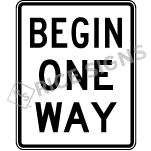 Begin One Way Signs