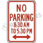 No Parking Time Range Sign