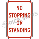 No Stopping Or Standing Signs