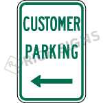 Customer Parking With Arrow Sign