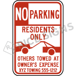 No Parking Resident Only Others Towed At Owners Expense Sign