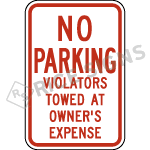 No Parking Violators Towed At Owners Expense