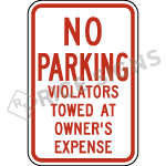 A picture and link to No Parking Violators Towed At Owners Expense Signs