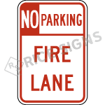 No Parking Fire Lane Style A Sign