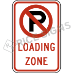 No Parking Loading Zone Symbol Sign