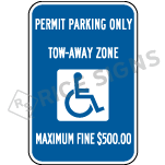 Georgia Permit Parking Only Tow Away Zone Sign