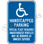 Massachusetts Handicapped Parking Special Plate Required Sign