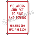 Pennsylvania Violators Subject To Fine And Towing Signs