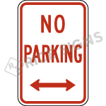 No Parking With Arrow Signs