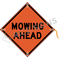 Mowing Ahead roll-up sign