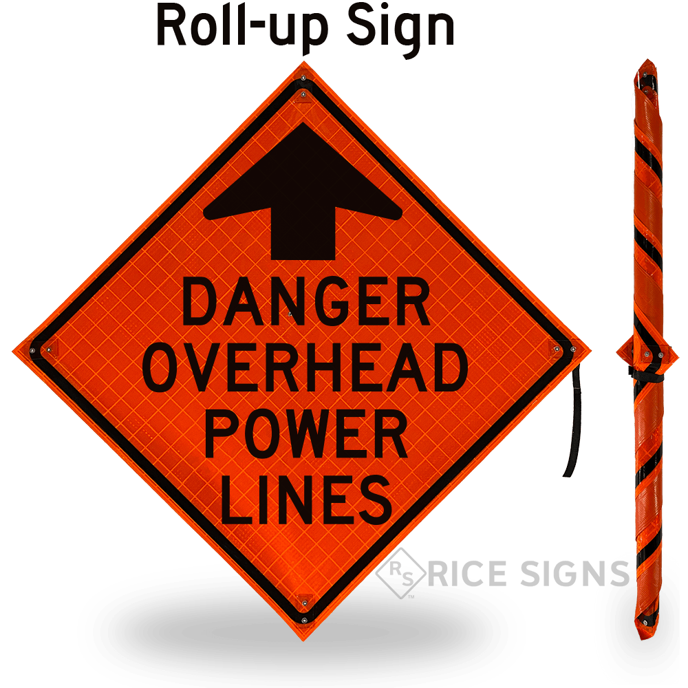 Danger Overhead Power Lines Roll-up Sign
