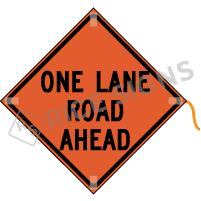 One Lane Road Ahead Roll-up Sign