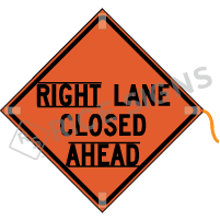 Right Lane Closed Ahead (velcro Around Right And Ahead) Roll-up Sign