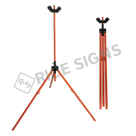 Heavy Duty Tripod Sign Stand with Sign Brackets for Metal Signs and Roll-up Signs