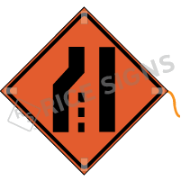 Left Lane Ends (symbol) Roll-up Sign