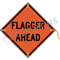 Flagger Ahead Roll-up Sign