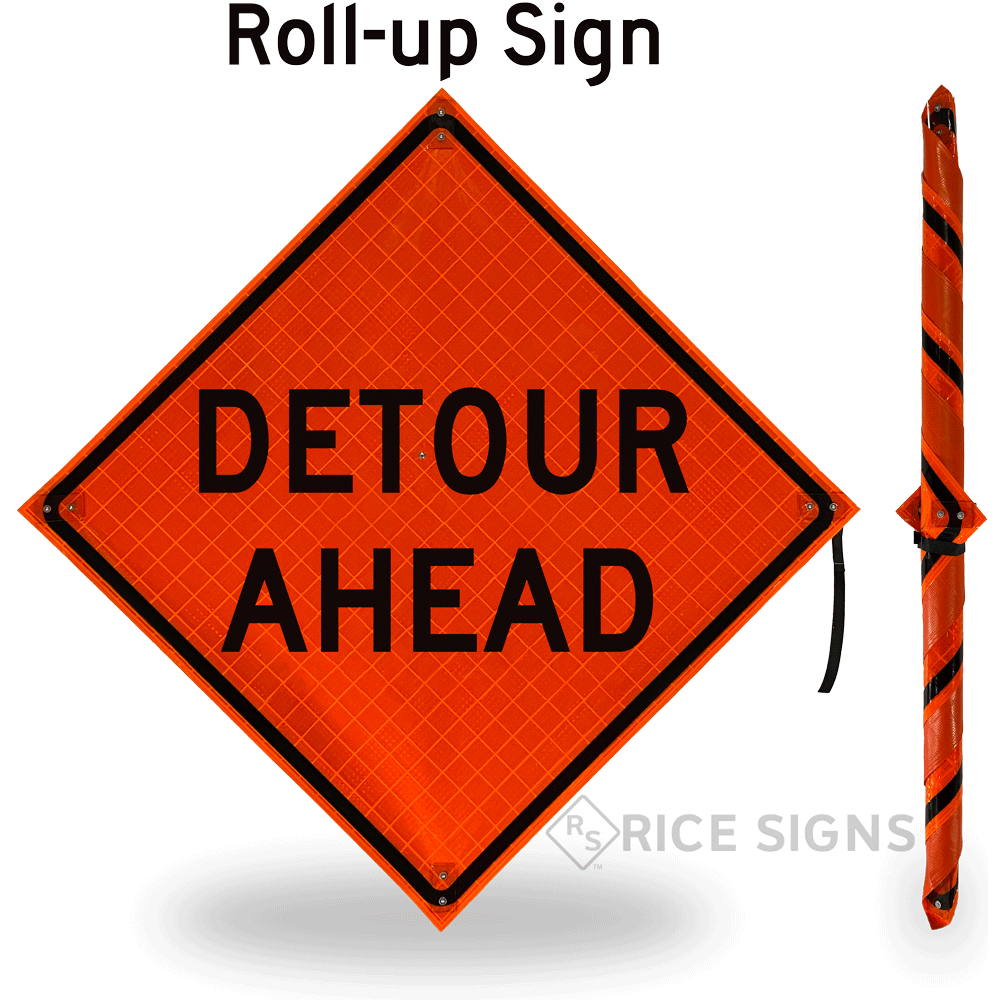 Detour Ahead Roll-up Sign