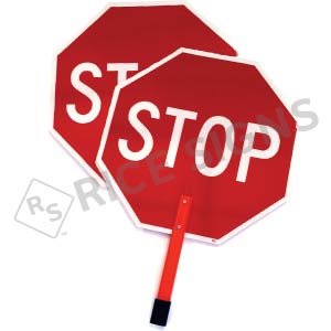 Stop/Stop Paddle with 15" Handheld ABS Plastic Staff