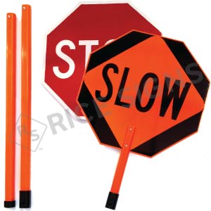 Stop/Slow Paddle with (3) Piece Breakdown 6 Foot ABS Plastic Staff