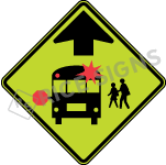 School Bus Stop Ahead Symbol Sign
