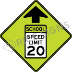 School Speed Reduction Symbol With Speed Limit Sign