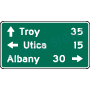 Three Destinations And Distances With Arrow Signs