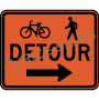 Detour Bicycle And Pedestrian Right Arrow Signs