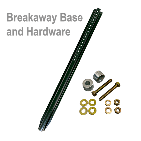 3.5 Foot - 2# Per Foot Green U-Channel Sign Post with Breakaway Nuts, Bolts, and Spacers
