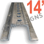 14 Foot - 3# Per Foot Galvanized U-Channel Sign Post (Minimum order 5 posts)