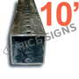 10 Foot Galvanized Steel Square Sign Post (Minimum order 5 posts)