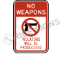 No Weapons Violators Will Be Prosecuted Signs