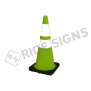 28" Lime Traffic Cone with 6" and 4" Reflective Collars