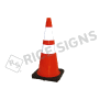 28" Orange Traffic Cone with 6" and 4" Reflective Collars