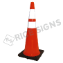 36" Orange Traffic Cone with 6" and 4" Reflective Collars (Heavy)