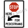 Stop Here For Pedestrians Left Arrow